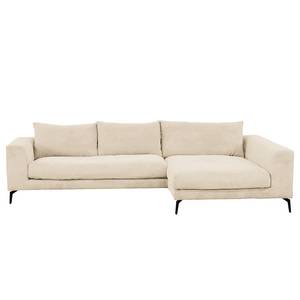 Ecksofa Norlick Cordstoff Lola: Creme - Longchair davorstehend rechts