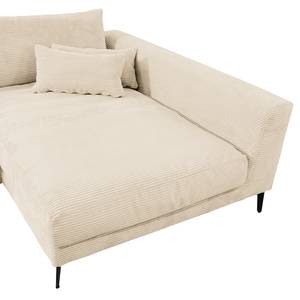 Ecksofa Norlick Cordstoff Lola: Creme - Longchair davorstehend rechts