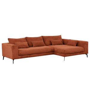 Ecksofa Norlick Cordstoff Lola: Kupfer - Longchair davorstehend rechts