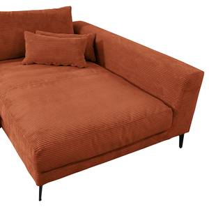 Ecksofa Norlick Cordstoff Lola: Kupfer - Longchair davorstehend rechts