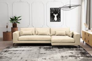 Ecksofa Norlick Webstoff Mavie: Creme - Longchair davorstehend rechts