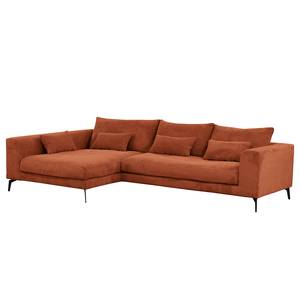 Ecksofa Norlick Cordstoff Lola: Kupfer - Longchair davorstehend links