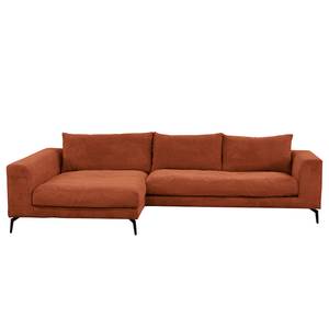 Ecksofa Norlick Cordstoff Lola: Kupfer - Longchair davorstehend links