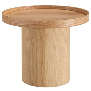 Bout de canapé Bourapil Plaqué bois véritable - Chêne noueux - Diamètre : 50 cm