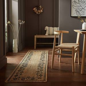 Tapis de couloir en jute Maisie Jute - Beige / Noir - 60 x 230 cm