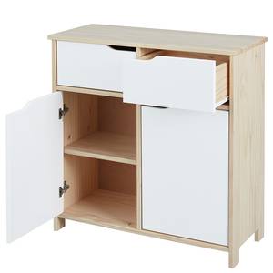 Commode Gudjam Pin massif - Blanc / Naturel - Hauteur : 80 cm