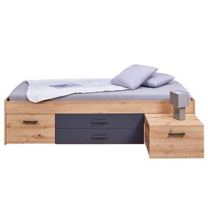 Bed Liora Artisan eikenhouten look/antracietkleurig - 90 x 200cm