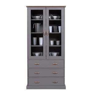 Vitrine Luzerna Pin massif - Anthracite / Marron