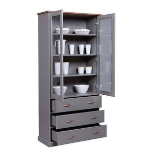 Vitrinenschrank Luzerna Kiefer Massiv - Anthrazit / Braun