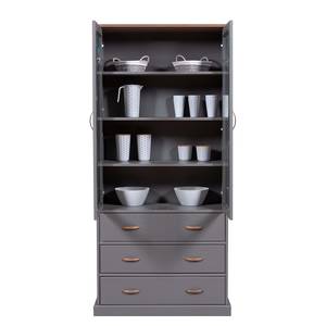 Vitrinenschrank Luzerna Kiefer Massiv - Anthrazit / Braun