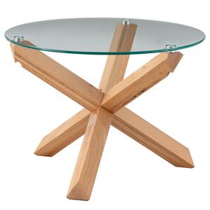 Salontafel DUODA rond glas/massief eikenhout - Eik