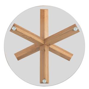 Salontafel DUODA rond glas/massief eikenhout - Eik