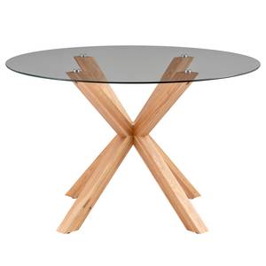 Eettafel DUODA rond glas/massief eikenhout - Eik