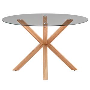 Eettafel DUODA rond glas/massief eikenhout - Eik