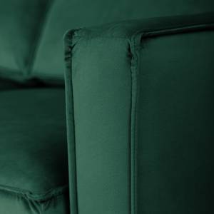 Canapé d’angle FORT DODGE avec ottomane Velours Ravi: Vert vieilli - Méridienne longue à gauche (vue de face) - Sans fonction couchage