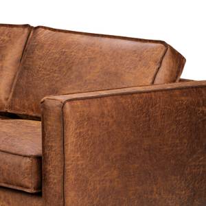 Ecksofa FORT DODGE mit Ottomane Antiklederlook - Microfaser Yaka: Cognac - Ottomane davorstehend links - Ohne Schlaffunktion