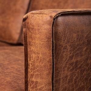 Ecksofa FORT DODGE mit Ottomane Antiklederlook - Microfaser Yaka: Cognac - Ottomane davorstehend links - Ohne Schlaffunktion