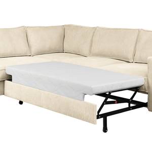 Ecksofa FORT DODGE mit Ottomane Cordstoff Poppy: Beige  - Ottomane davorstehend links - Mit Schlaffunktion