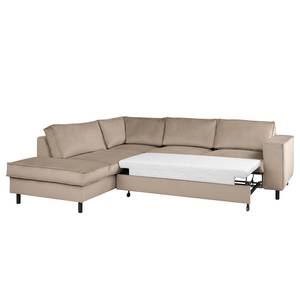 Ecksofa FORT DODGE mit Ottomane Samt Ravi: Beige - Ottomane davorstehend links - Mit Schlaffunktion