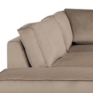 Ecksofa FORT DODGE mit Ottomane Samt Ravi: Beige - Ottomane davorstehend links - Mit Schlaffunktion