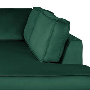 Canapé d’angle FORT DODGE avec ottomane Velours Ravi: Vert vieilli - Méridienne longue à droite (vue de face) - Sans fonction couchage