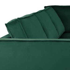 Canapé d’angle FORT DODGE avec ottomane Velours Ravi: Vert vieilli - Méridienne longue à droite (vue de face) - Sans fonction couchage