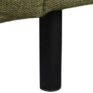 Canapé d’angle FORT DODGE avec ottomane Tissu Maila: Vert olive - Méridienne longue à droite (vue de face) - Sans fonction couchage