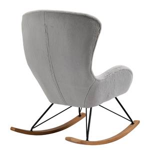 Fauteuil à bascule Ikorn Fourrure synthétique - Métal / Chêne - Gris clair / Noir - Gris clair - Chêne