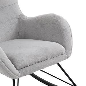 Fauteuil à bascule Ikorn Fourrure synthétique - Métal / Chêne - Gris clair / Noir - Gris clair - Chêne