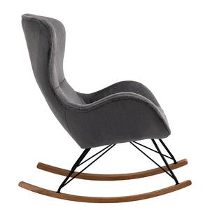 Fauteuil à bascule Ikorn Fourrure synthétique - Métal / Chêne - Gris foncé / Noir - Gris foncé - Chêne