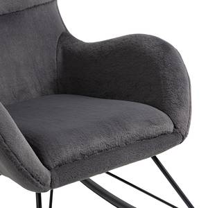 Fauteuil à bascule Ikorn Fourrure synthétique - Métal / Chêne - Gris foncé / Noir - Gris foncé - Chêne