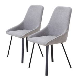 Chaise Ravele Polyester / Viscose - Métal - Gris - Lot de 2 - Gris