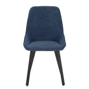 Chaise Ravele Polyester / Viscose - Métal - Bleu foncé - Lot de 2 - Bleu foncé