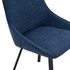 Chaise Ravele Polyester / Viscose - Métal - Bleu foncé - Lot de 2 - Bleu foncé