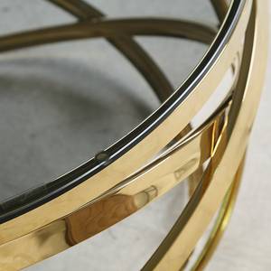 Salontafel Kirpu metaal/glas - goudkleurig/grijs - Goud - Diameter: 80 cm