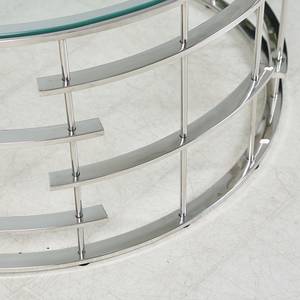 Salontafel Kirpu metaal/glas - zilverkleurig - Zilver - Diameter: 90 cm