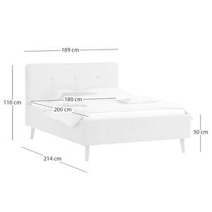 Letto imbottito Smart Tessuto Gleni: grigio pietra - 180 x 200cm