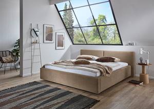 Gestoffeerd bed Cube Corduroy Poppy: Taupe - 180 x 200cm