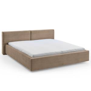 Letto imbottito Cube Velluto a coste Poppy: talpa - 180 x 200cm