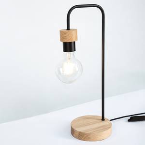 Lampe Muriel Fer / Chêne massif - Noir - 1 ampoule