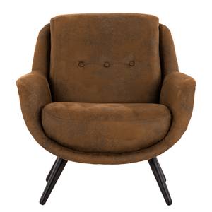 Fauteuil Saku geweven stof - Microvezel Afua: Bruin