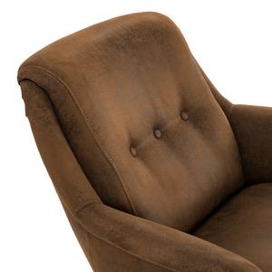 Fauteuil Saku geweven stof - Microvezel Afua: Bruin