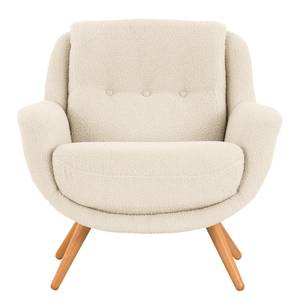 Fauteuil Saku geweven stof - Bouclé Stof Nola: Crèmekleurig