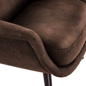 Fauteuil Saku geweven stof - Microvezel Afua: Koffiebruin