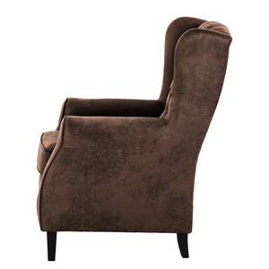 Fauteuil à oreilles Luro Microfibre Afua: Marron café