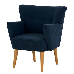 Fauteuil Bumberry met armleuningen Geweven stof Scara: Marineblauw