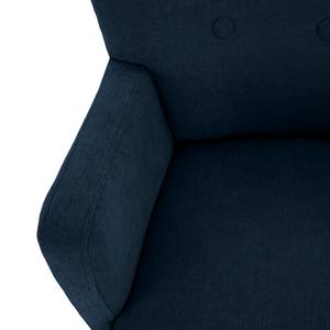 Fauteuil Bumberry met armleuningen Geweven stof Scara: Marineblauw