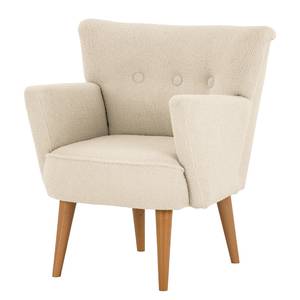 Fauteuil Bumberry met armleuningen Bouclé Stof Nola: Crèmekleurig