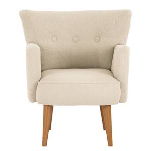 Fauteuil Bumberry met armleuningen Bouclé Stof Nola: Crèmekleurig