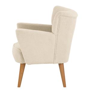 Fauteuil Bumberry met armleuningen Bouclé Stof Nola: Crèmekleurig